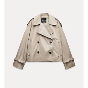 Zara ZW Collection Women's Water Repellent Crop Trench Jacket, S, NWT